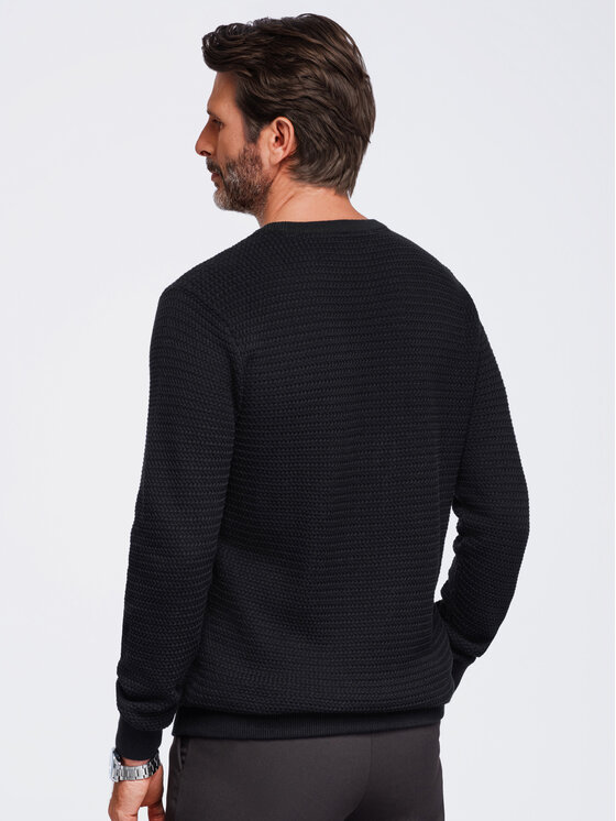 Ombre Ombre Sweter OM-SWSW-0119 Czarny Regular Fit