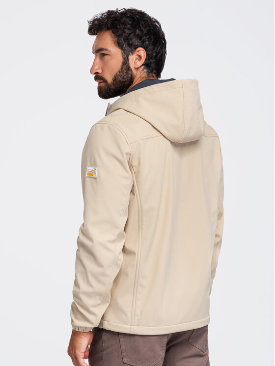 Ombre Ombre Kurtka przejściowa OM-JANP-0292 Beżowy Regular Fit