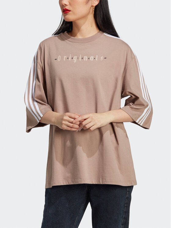 adidas adidas Тишърт Oversized T-Shirt IQ3400 Кафяв Loose Fit