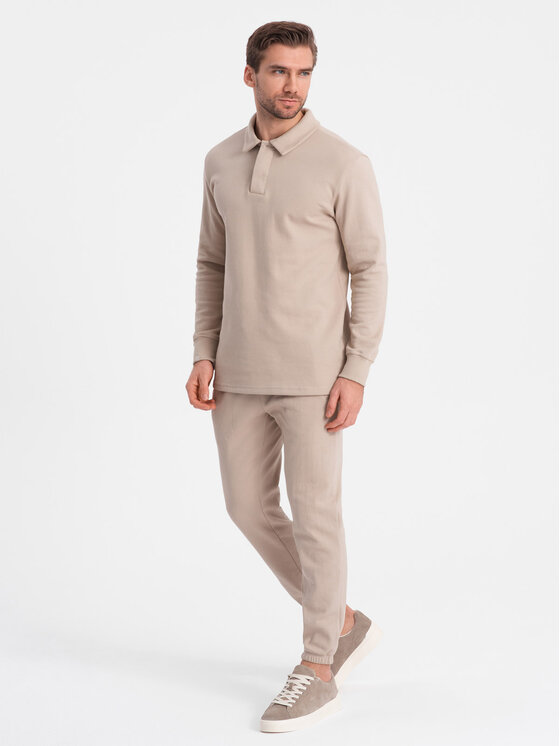 Ombre Ombre Komplet dresowy Z71 Beżowy Regular Fit