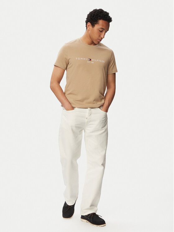 Tommy Hilfiger Tommy Hilfiger Тишърт Logo Tee MW0MW11797 Бежов Slim Fit