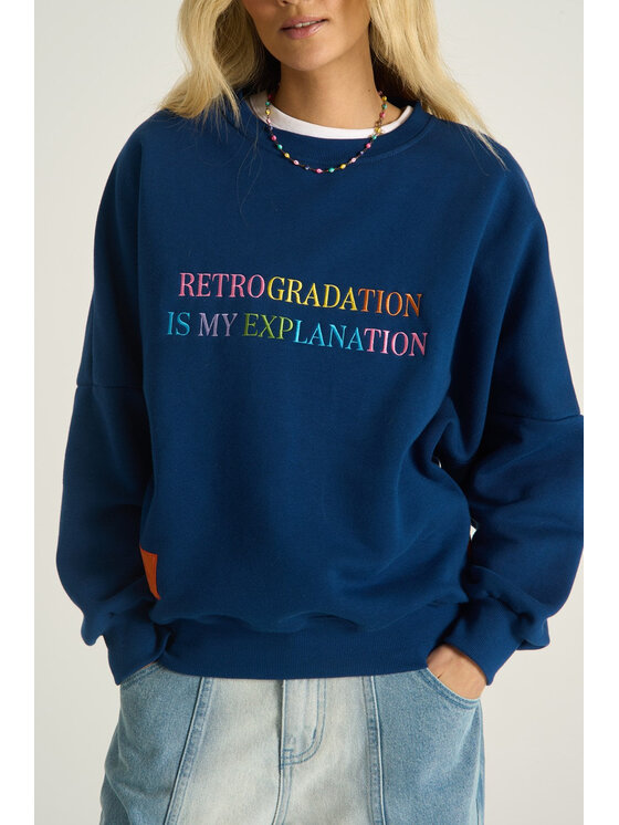 NAOKO NAOKO Bluza Retrogradation Granatowy Reglan Fit