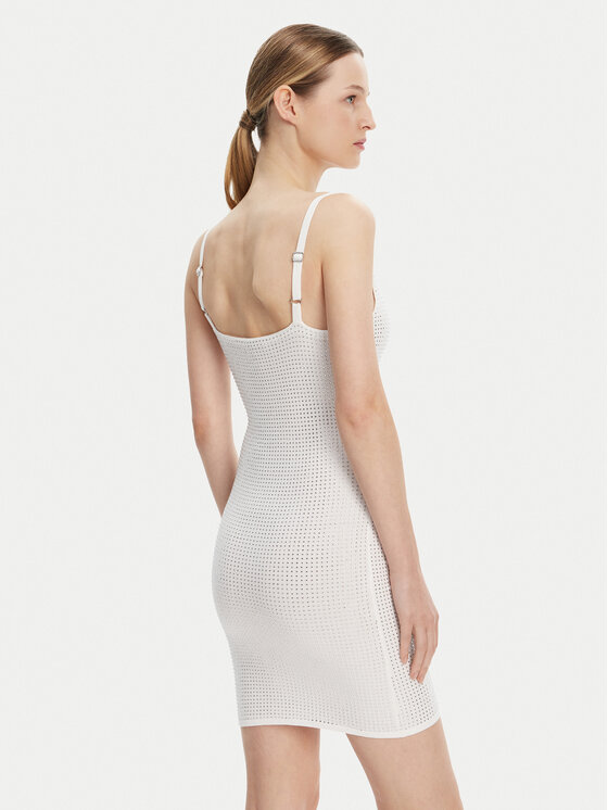 Guess Guess Džemper haljina W5GK45 Z3MN2 Bijela Regular Fit