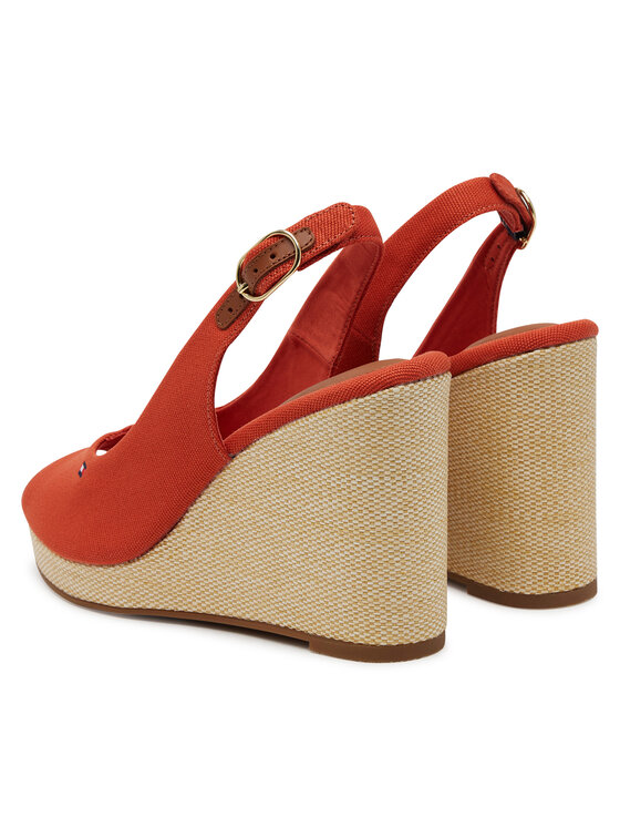 Tommy Hilfiger Tommy Hilfiger Espadryle Flag High Wedge Espad Slingback FW0FW08597 Pomarańczowy