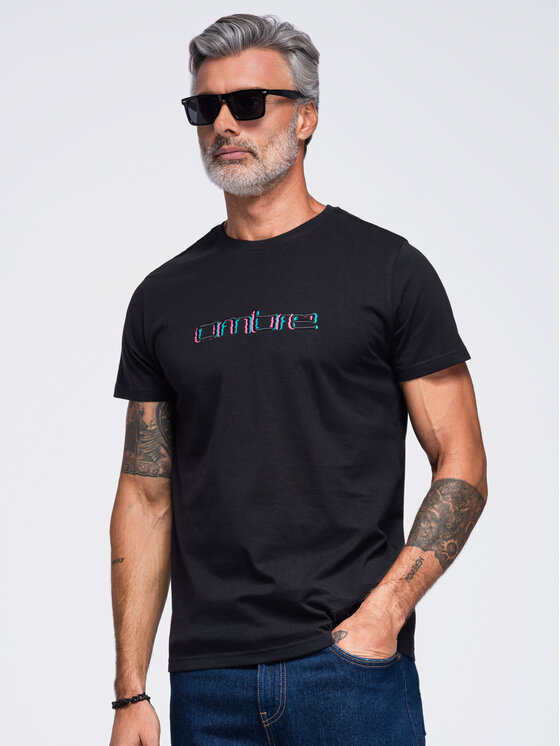 Ombre Ombre T-Shirt OM-TSPT-0300 Černá Regular Fit