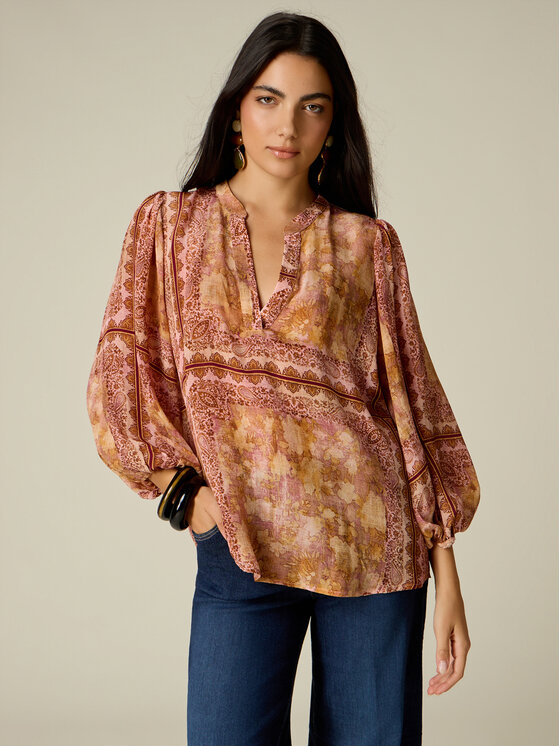Oltre Oltre Bluzka 2135J000928N0S7 Pomarańczowy Regular Fit