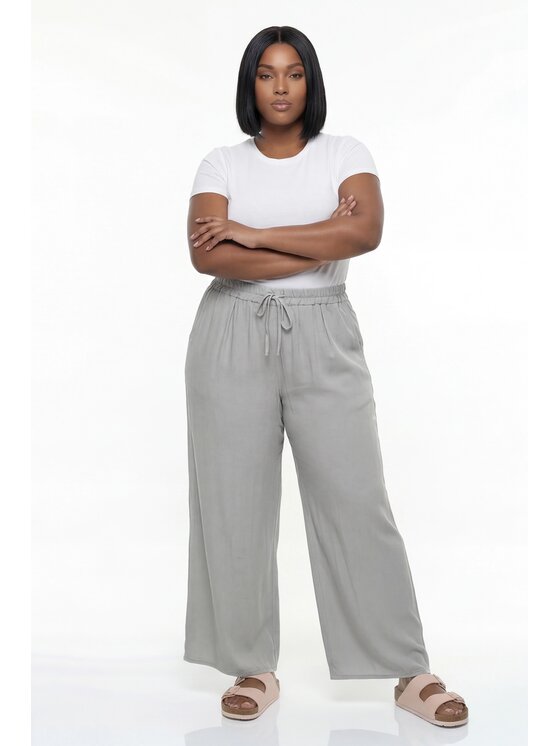 FIGL FIGL Spodnie palazzo M1298 Zielony jasny Regular Fit