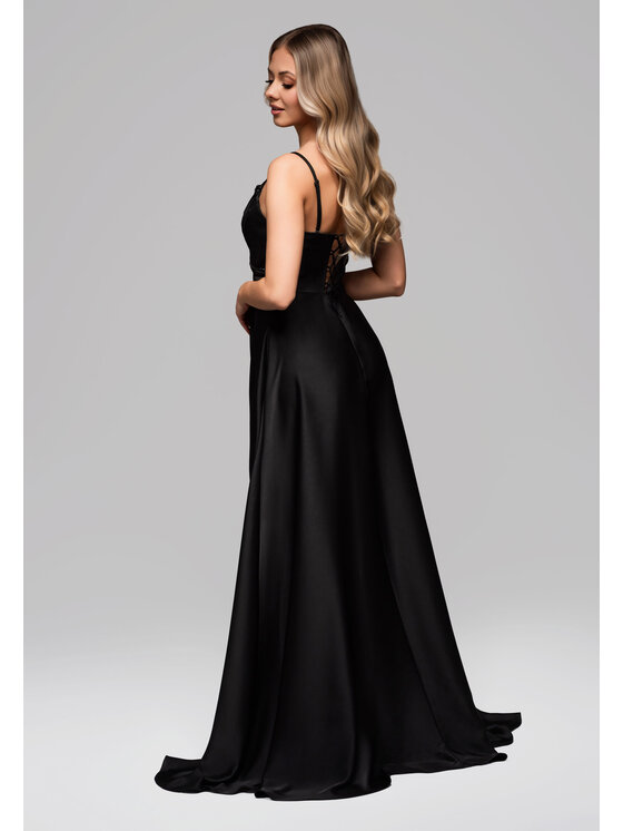 Ombre Ombre Sukienka wieczorowa LA-OM-DLR267 Czarny Regular Fit