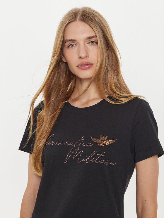 Aeronautica Militare Aeronautica Militare Тишърт 242FE1970DF567 Черен Regular Fit