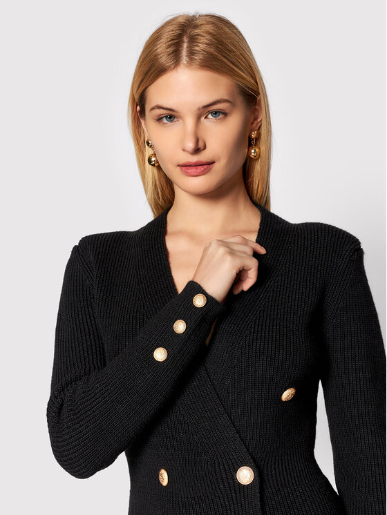 Rinascimento Rinascimento Úpletové šaty CFM0010511003 Čierna Slim Fit