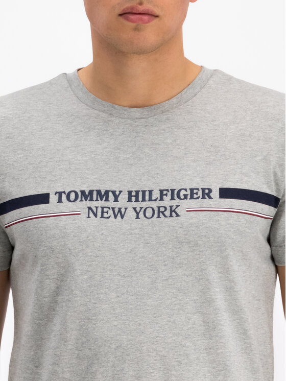 Tommy Hilfiger Tommy Hilfiger Tričko Stripe MW0MW10846 Sivá Regular Fit