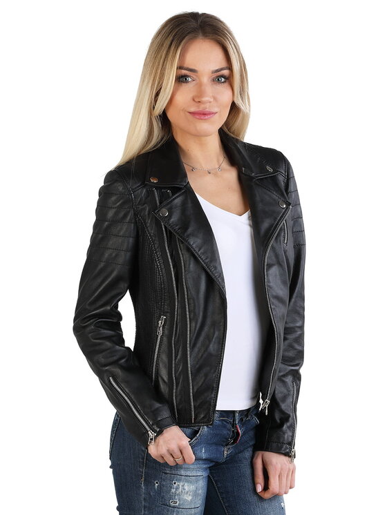 David Ryan David Ryan Kurtka skórzana VICKY Czarny Regular Fit