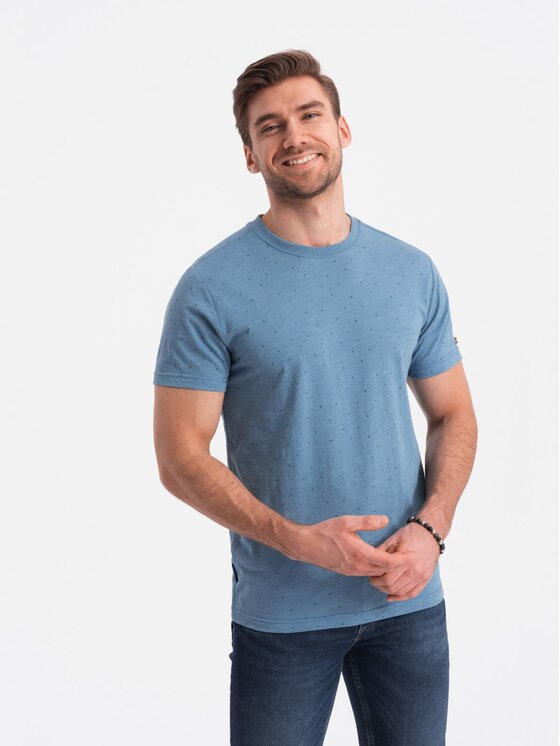 Ombre Ombre T-Shirt OM-TSFP-0185 Modrá Regular Fit