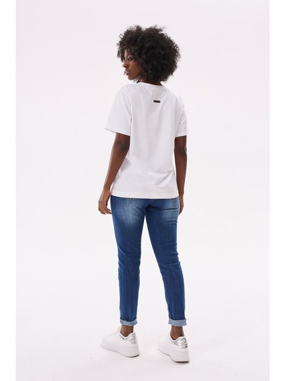 blue shadow blue shadow T-Shirt Mango Biały Regular Fit