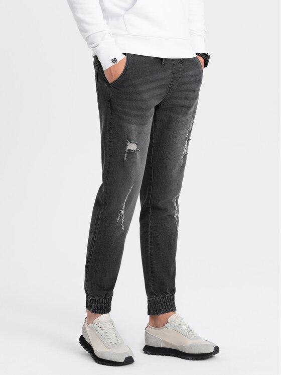 Ombre Ombre Jeansy OM-PADJ-0150 Černá Slim Fit
