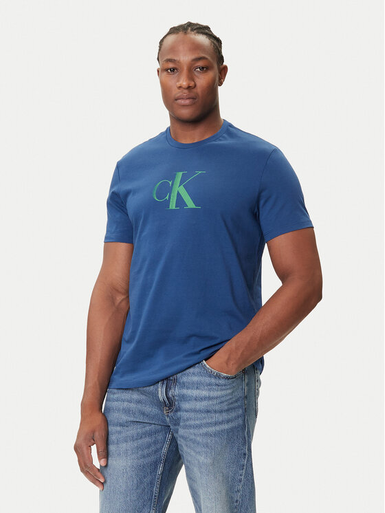 Calvin Klein Jeans Calvin Klein Jeans T-Shirt Center Monogram LV04RC857G Niebieski Regular Fit