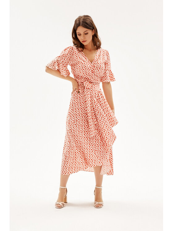 Mirons Mirons Sukienka koktajlowa Print Biały Feminine Fit