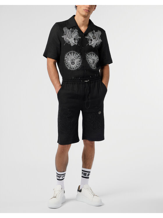 PHILIPP PLEIN PHILIPP PLEIN Szorty materiałowe 29797 Czarny Regular Fit