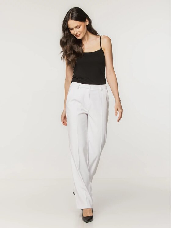 Willsoor Willsoor Spodnie materiałowe 68131 Biały Regular Fit