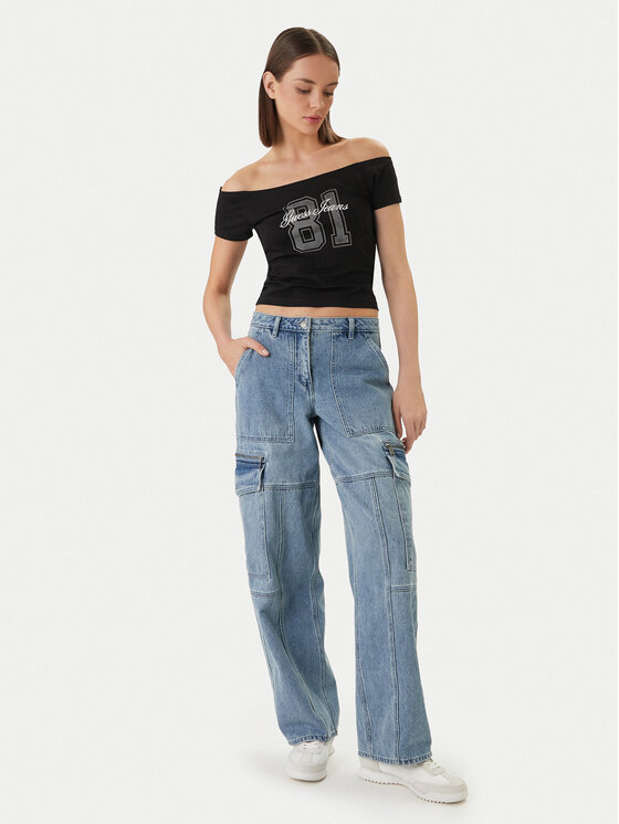 Guess Jeans Guess Jeans Marškinėliai W6GI07 J1314 Juoda Regular Fit