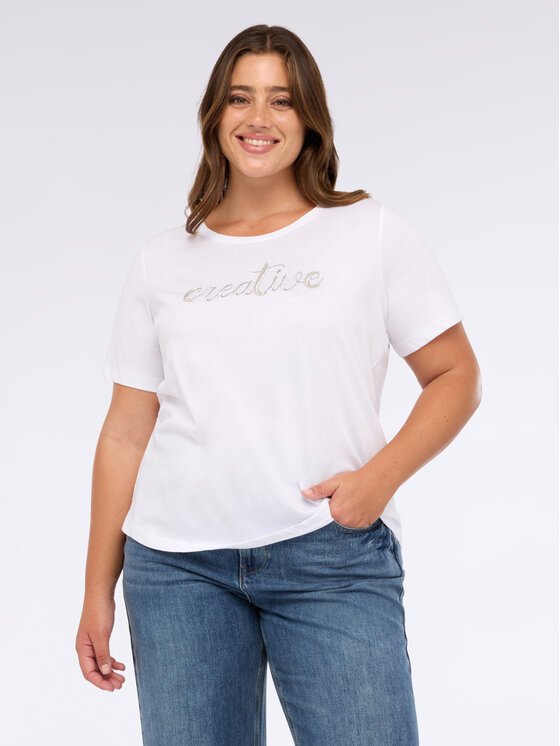 Fiorella Rubino Fiorella Rubino T-Shirt G02CL008838N011 Biały Regular Fit
