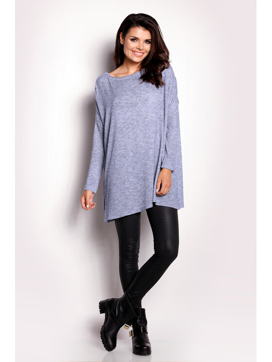 Awama Awama Sweter A154 Niebieski Basic Fit