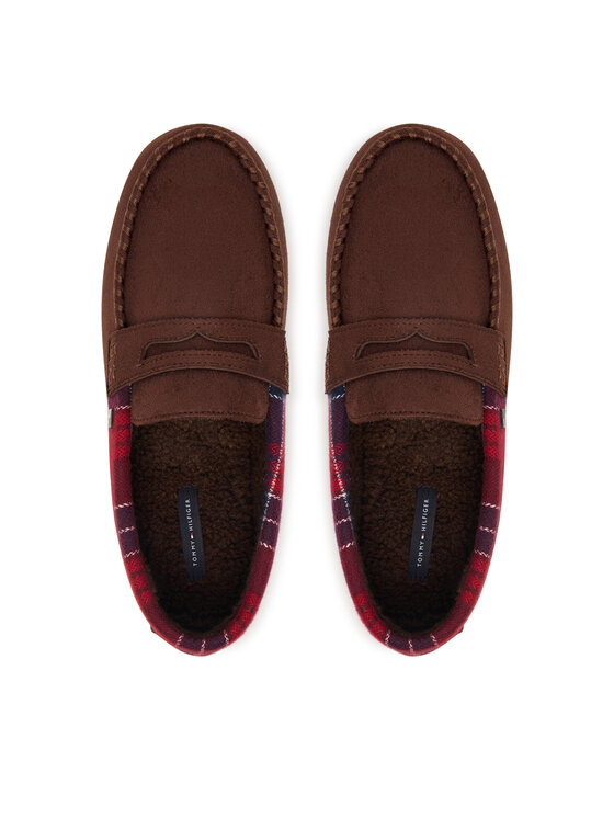 Tommy Hilfiger Tommy Hilfiger Kapcie Hilfiger Check Driver House Shoe FM0FM06013 Brązowy ciemny