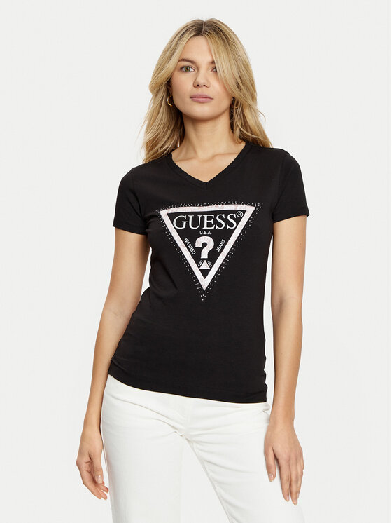 Guess T-krekls W5RI21 J1314 Melns Regular Fit