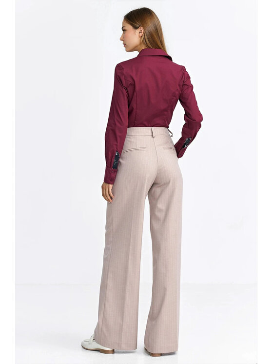 NIFE NIFE Kalhoty z materiálu SD129 Béžová Wide Leg