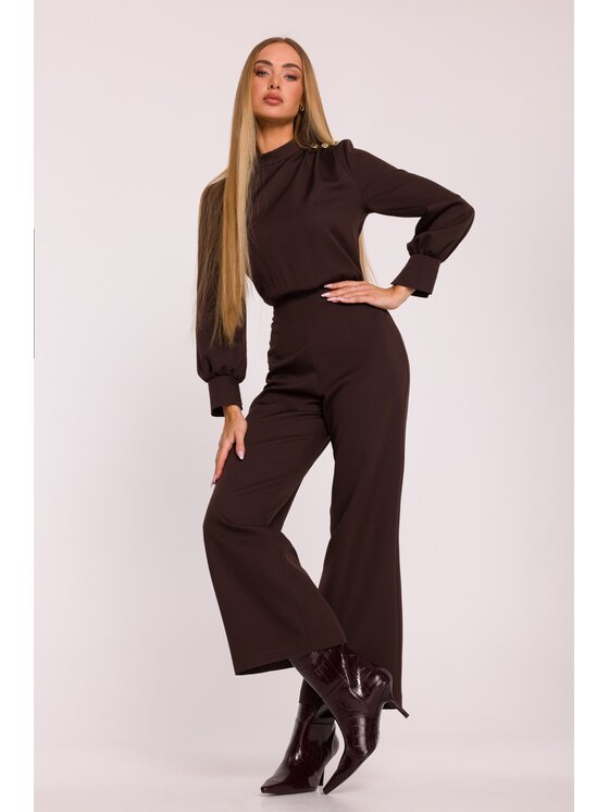 Made of Emotion Made of Emotion Kombinezon M879 Brązowy Modern Fit