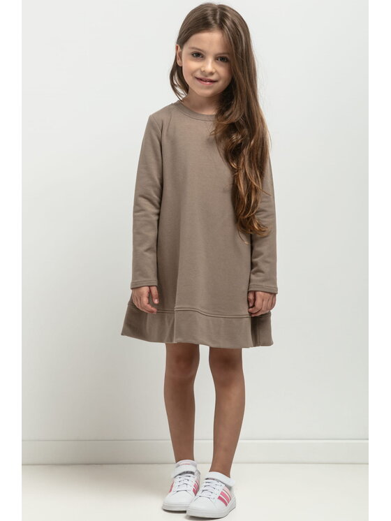 Tessita Tessita Sukienka dzianinowa SUKIENKA MMD36_6_98 Brązowy Basic Fit