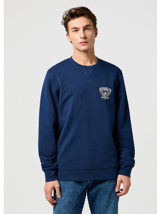 Wrangler Wrangler Felpa Americana Crew Blu Comfort Fit