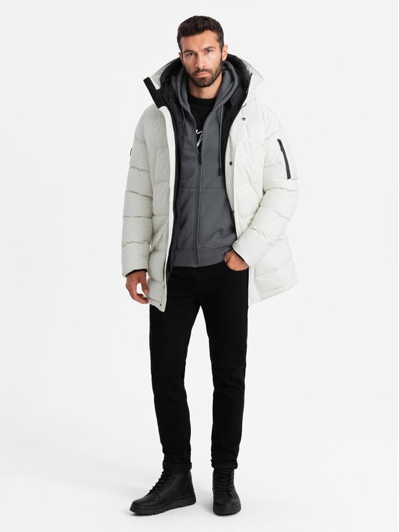 Ombre Ombre Parka OM-JALJ-0201 Biały Regular Fit