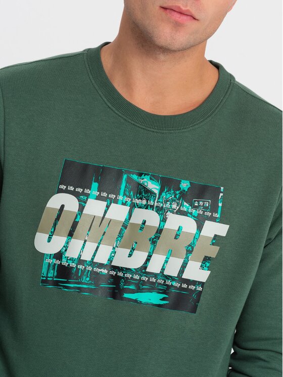 Ombre Ombre Mikina OM-SSPS-0156 Zelená Regular Fit