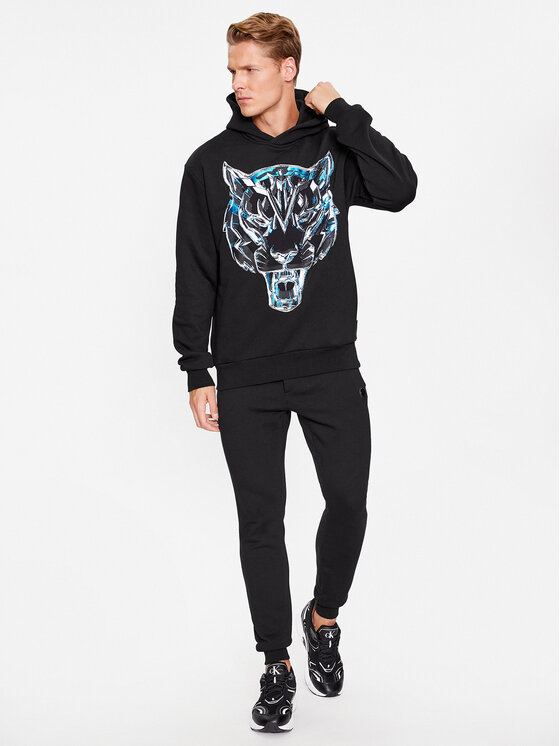 Plein Sport Plein Sport Μπλούζα Hoodie Sweatshirt Chrome Tiger AACC MJB3163 SJO001N Μαύρο Regular Fit