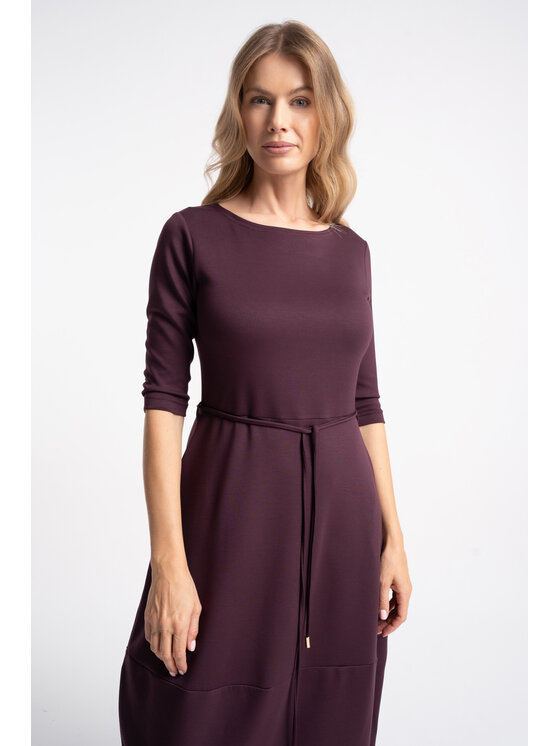 CLICK CLICK Sukienka dzianinowa 60-6028 Fioletowy Regular Fit