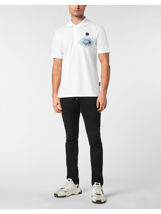 PHILIPP PLEIN PHILIPP PLEIN Polo 24939 Biały Slim Fit