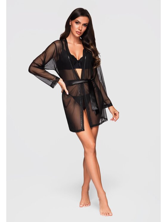 Ombre Damski Szlafrok, rozmiar S, Czarny, LW-NWRB-0104