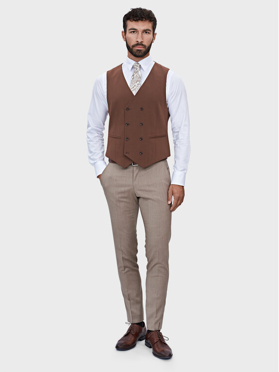 Evenemen Evenemen Kamizelka garniturowa Boston SW084-A Brązowy Slim Fit