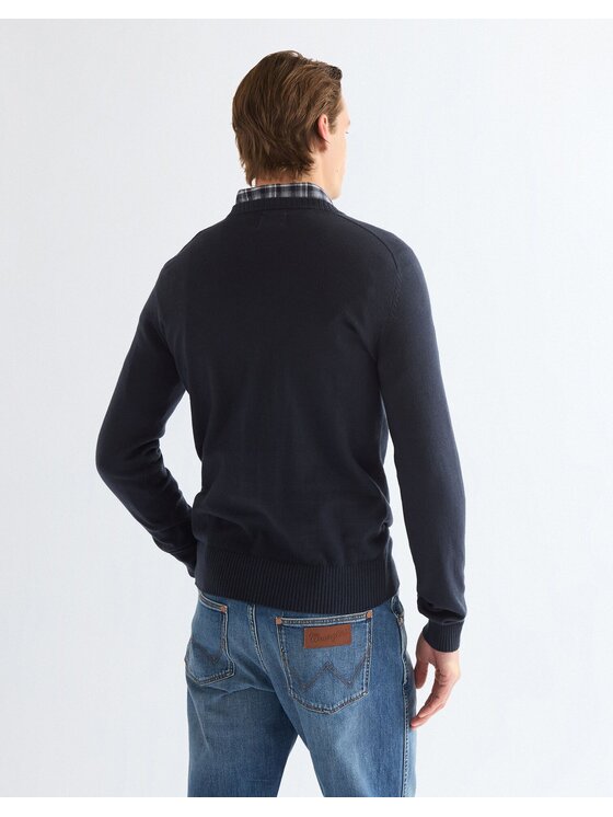 Wrangler Wrangler Sweter CREW NECK KNIT Niebieski Regular Fit