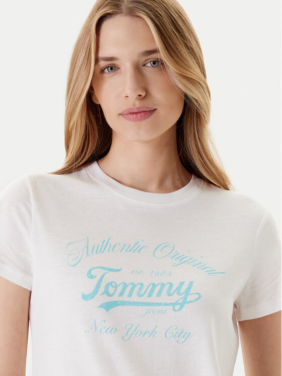 Tommy Jeans Tommy Jeans Tričko Essential DW0DW21404 Biela Regular Fit