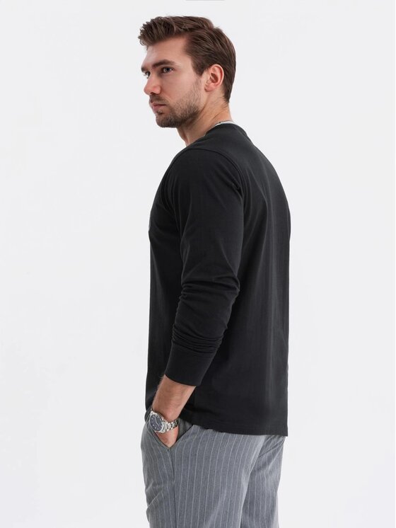 Ombre Ombre Longsleeve OM-LSCL-0128 Czarny Regular Fit
