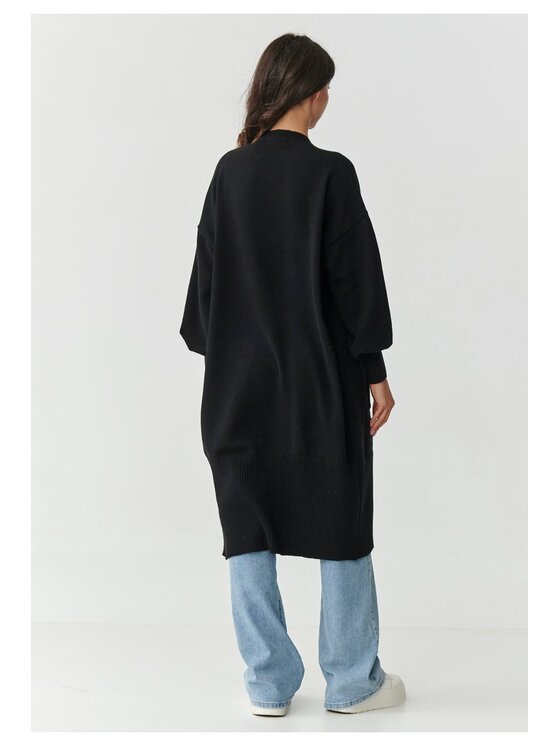 Makadamia Makadamia Kardigan S167 Czarny Loose Fit