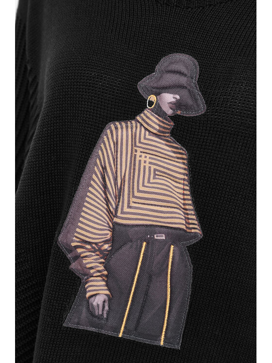 blue shadow blue shadow Sweter Likola Czarny Regular Fit