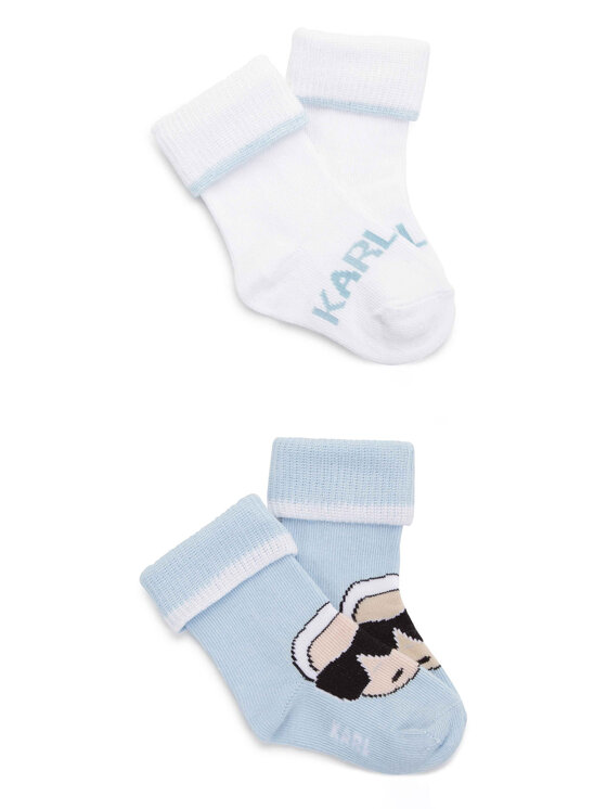 Karl Lagerfeld Kids Súprava 2 párov vysokých detských ponožiek Z90047 Modrá