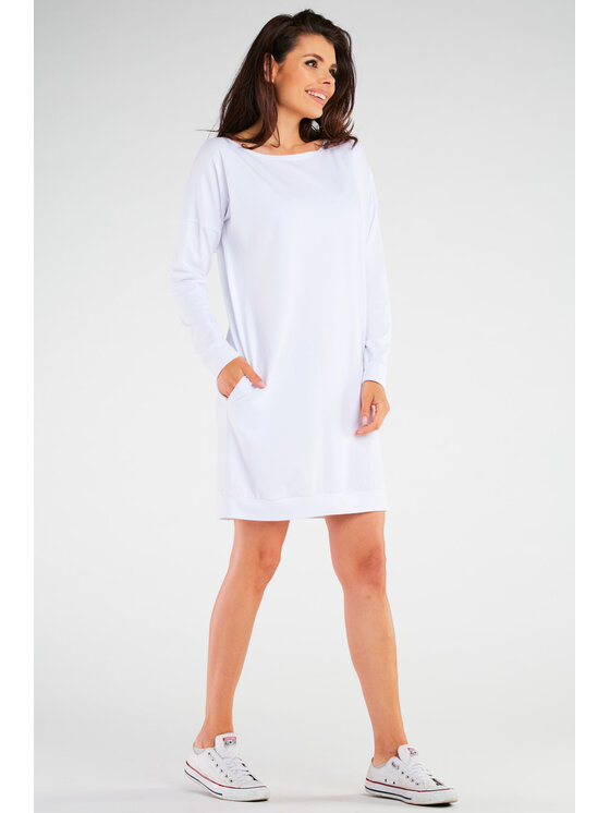 Infinite You Infinite You Sukienka dzianinowa M257 Biały Basic Fit