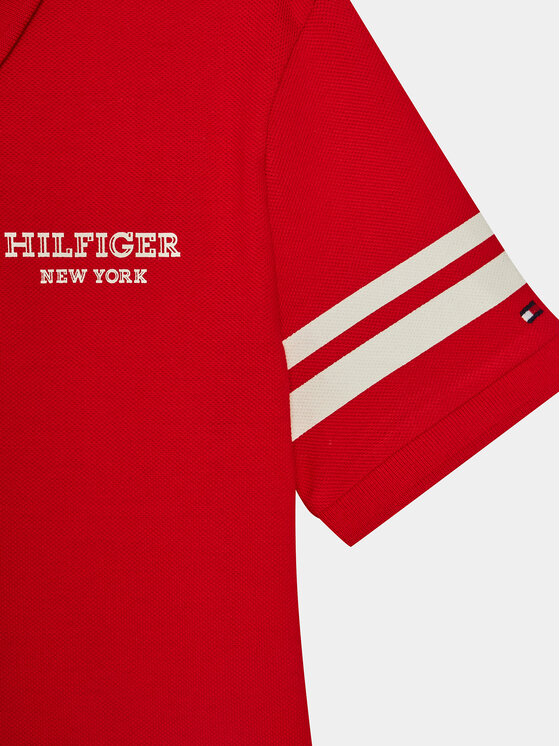 Tommy Hilfiger Tommy Hilfiger Тениска с яка и копчета Monotype KB0KB08882 D Червен Regular Fit