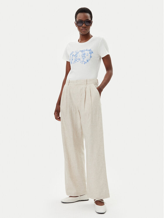 Gap Gap Штани з тканини 713998-03 Бежевий Wide Leg