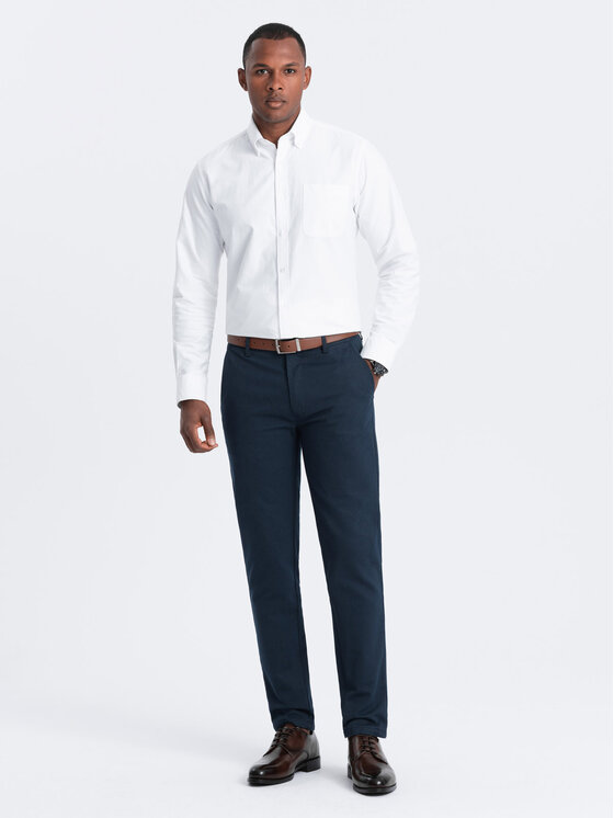 Ombre Ombre Chino kalhoty OM-PACP-0188 Tmavomodrá Regular Fit
