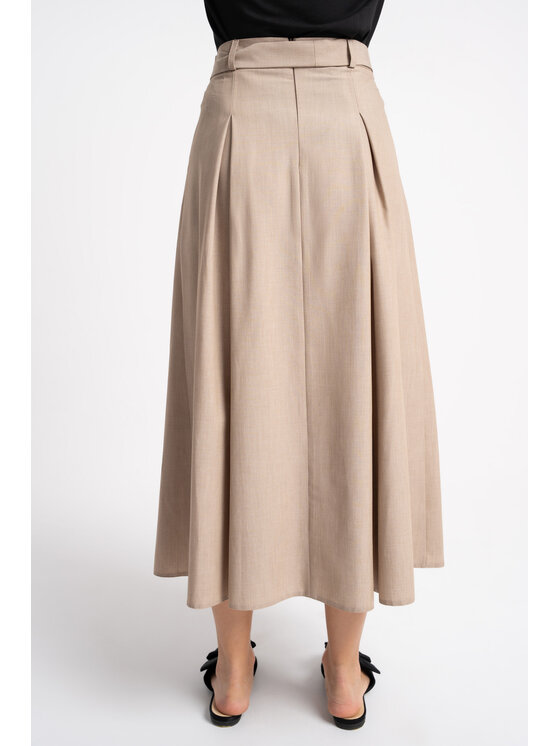 CLICK CLICK Spódnica midi 70-752 Beżowy ciemny Flare Fit